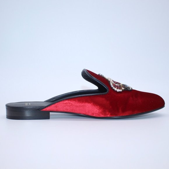 Versace Medusa Red Velvet Crown Loafer Mule Sandals. 39.5 EU / 6.5 US main image 4